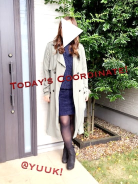 「アイテム（トレンチコート、グリーン系）」を使った、@yuuk!さん（レディース・157cm）の秋コーディネート
