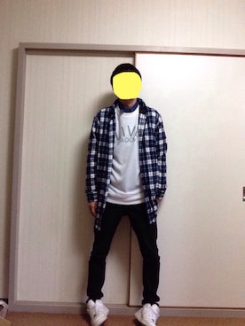 「AZUL by moussy（アズールバイマウジー）のアイテム（シャツワンピース）」を使った、ぎゃさん（メンズ・168cm）の冬コーディネート
