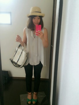 「Adam et Rope A・E・R（アダムエロペ）のアイテム（帽子）」を使った、麻由子さん（レディース・151cm）の夏コーディネート