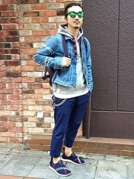 「デニム ジャケット」｜権藤裕輝さん（メンズ・170cm）の春コーディネート