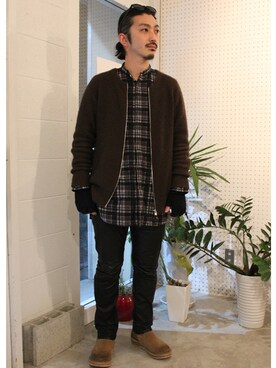 「nonnative（ノンネイティブ）のアイテム（ブーツ）」を使った、権藤裕輝さん（メンズ・170cm）の冬コーディネート