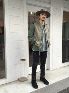 「nonnative（ノンネイティブ）のアイテム（ミリタリージャケット）」を使った、権藤裕輝さん（メンズ・170cm）の冬コーディネート