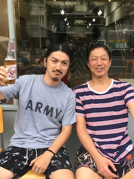 「WACKO MARIA（ワコマリア）のアイテム（パンツ）」を使った、権藤裕輝さん（メンズ・170cm）の夏コーディネート