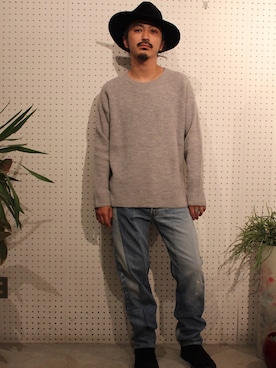 「nonnative（ノンネイティブ）のアイテム（ニット/セーター）」を使った、権藤裕輝さん（メンズ・170cm）の秋コーディネート