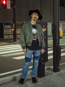 「nonnative（ノンネイティブ）のアイテム（ブーツ）」を使った、権藤裕輝さん（メンズ・170cm）の秋コーディネート