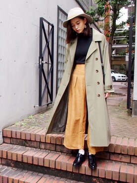 「Ameri（アメリ）のアイテム（ハット）」を使った、谷川りさこさん（レディース・169cm）の秋コーディネート