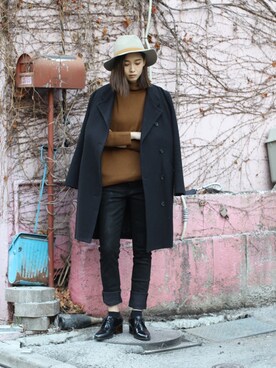 「RESTIR（リステア）のアイテム」を使った、谷川りさこさん（レディース・169cm）の冬コーディネート