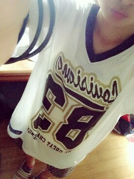 「しまむら（シマムラ）のアイテム（Tシャツ/カットソー、ホワイト系）」を使った、renαさん（レディース・158cm）の夏コーディネート