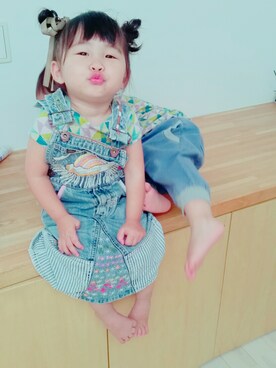 「雨」｜「アイテム（オールインワン・サロペット）」を使った、ダブルツインさん（キッズ・70cm）の秋コーディネート