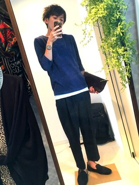 「アイテム（クラッチバッグ、ブラウン系）」を使った、Ryoさん（メンズ・169cm）の夏コーディネート
