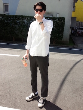 「BEAMS（ビームス）のアイテム（シャツ/ブラウス、ホワイト系）」を使った、nynyさん（メンズ・181cm）の夏コーディネート