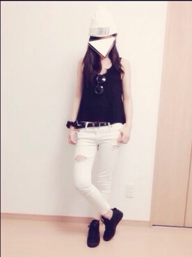 「SLY LANG（スライラング）のアイテム（パンツ）」を使った、CHAさん（レディース・163cm）の夏コーディネート