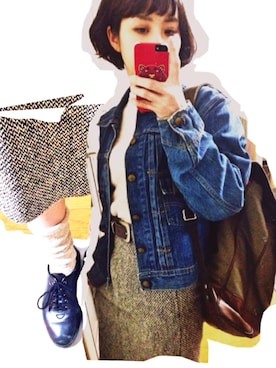 「BLUE BLUE（ブルーブルー）のアイテム（ジャケット/アウター）」を使った、ほくろさん（レディース・153cm）の冬コーディネート