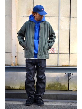 「FTC（エフティーシー）のアイテム（ミリタリージャケット）」を使った、ryo-taさん（メンズ・180cm）の冬コーディネート