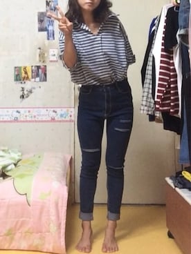 「하이웨스트팬츠」｜명지さん（レディース・163cm）の夏コーディネート