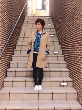 「MANUAL ALPHABET（マニュアル アルファベット）のアイテム（ジャケット/アウター）」を使った、Haruna Izumiさん（レディース・153cm）の冬コーディネート