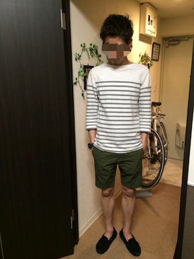 「Minnetonka（ミネトンカ）のアイテム（その他シューズ）」を使った、Lilyさん（メンズ・173cm）の夏コーディネート