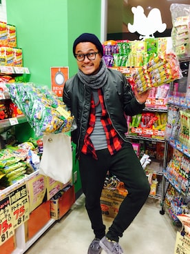 「エコバッグ」｜「アイテム（ミリタリージャケット）」を使った、Keita Relaxxさん（メンズ・177cm）の冬コーディネート