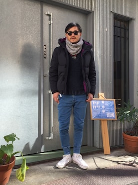 「The DUFFER of ST.GEORGE（ザダファーオブセントジョージ）のアイテム（ダウンジャケット/コート）」を使った、Keita Relaxxさん（メンズ・177cm）の冬コーディネート