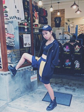 「アイテム（カーゴパンツ、イエロー系）」を使った、Adaさん（レディース・155cm）の夏コーディネート