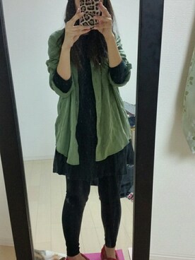 「CIAOPANIC（チャオパニック）のアイテム（トップス、グリーン系）」を使った、eyeco_tさん（レディース・154cm）の秋コーディネート