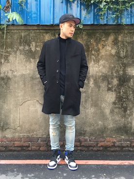 「Saint Laurent」｜「アイテム（ダウンジャケット/コート）」を使った、崔峻さん（メンズ・182cm）の冬コーディネート