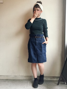 「ハイウエストスカート」｜「アイテム（その他）」を使った、ｈaｒu ◎さん（レディース・153cm）の秋コーディネート