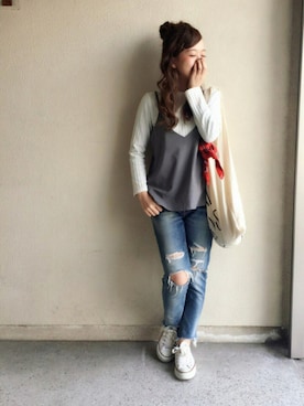 「アイテム（MA-1）」を使った、ｈaｒu ◎さん（レディース・153cm・20代）の春コーディネート