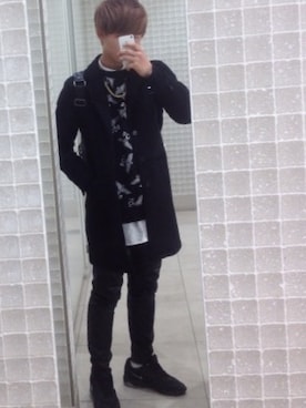 「ノーカラーシャツ」｜「アイテム（スウェット）」を使った、Masahiro Ishikawaさん（メンズ・173cm）の冬コーディネート