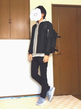 「アイテム（MA-1）」を使った、tatsuさん（メンズ・180cm・20代）の冬コーディネート