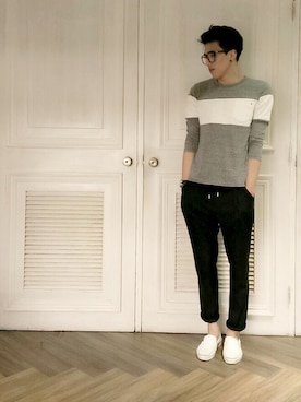 「ink（インク）のアイテム（その他シューズ）」を使った、林佑桐さん（メンズ・183cm）の秋コーディネート