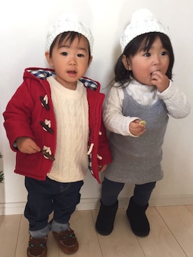 「カップル」｜「アイテム（ダッフルコート）」を使った、ｇｅｎｋｉ    ☆さん（キッズ・80cm）の秋コーディネート