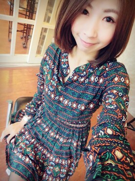 「南雅のアイテム（ワンピース、グリーン系）」を使った、candyさん（レディース・163cm）の秋コーディネート