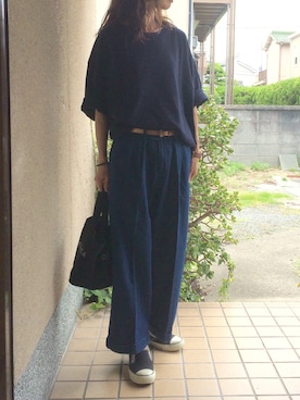 「袖ロールアップ」｜しずさん（レディース・156cm）の夏コーディネート