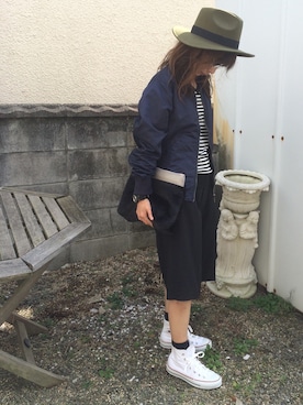 「ファークラッチ」｜「アイテム（ブルゾン）」を使った、しずさん（レディース・156cm）の秋コーディネート