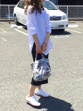「YEVS（イーブス）のアイテム（スカート）」を使った、しずさん（レディース・156cm）の春コーディネート