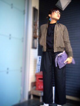 「Lee（リー）のアイテム（クラッチバッグ）」を使った、KANさん（レディース・168cm）の冬コーディネート