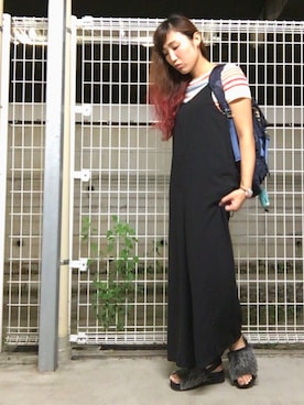 「赤髪」｜「アイテム（つなぎ/オールインワン）」を使った、KANさん（レディース・168cm）の秋コーディネート