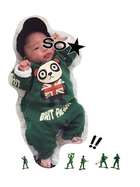 「アイテム（ママ＆ベビー、グリーン系）」を使った、massy ✁さん（キッズ・60cm）の冬コーディネート