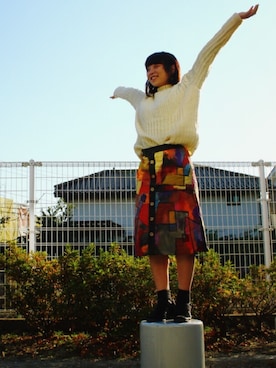 「アイテム（アクセサリー、パープル系）」を使った、taroさん（レディース・156cm）の冬コーディネート