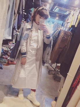 「アイテム（その他アウター、ブルー系）」を使った、taroさん（レディース・156cm）の冬コーディネート