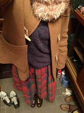 「POU DOU DOU（プードゥドゥ）のアイテム（ダッフルコート）」を使った、natsumiさん（レディース・158cm）の冬コーディネート