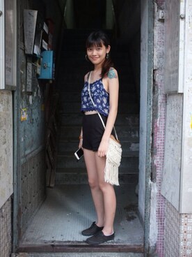 「PULL&BEAR（プルアンドベア）のアイテム（その他シューズ）」を使った、MIPさん（レディース・165cm）の夏コーディネート