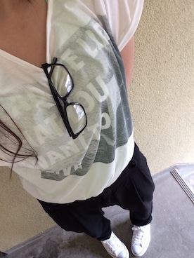 「GU（ジーユー）のアイテム（その他パンツ、ブラック系）」を使った、Yukinoさん（レディース・167cm）の夏コーディネート
