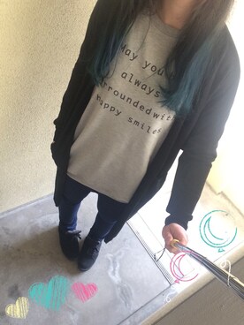 「HEART MARKET（ハートマーケット）のアイテム（Tシャツ/カットソー、グレー系）」を使った、Yukinoさん（レディース・167cm）の春コーディネート