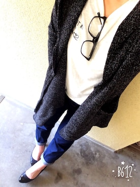 「LOWRYS FARM（ローリーズファーム）のシシュウTシャツ　561876（Tシャツ/カットソー、ホワイト系）」を使った、Yukinoさん（レディース・167cm）の春コーディネート