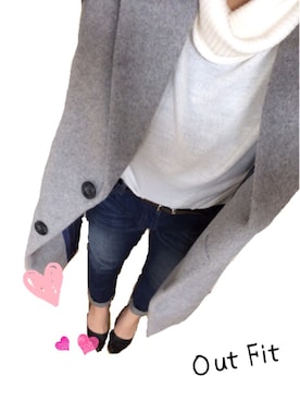 「earth music&ecology（アースミュージックアンドエコロジー）のアイテム（デニムパンツ、ブルー系）」を使った、Yukinoさん（レディース・167cm）の冬コーディネート