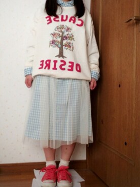 「rough（ラフ）のアイテム（トップス）」を使った、coronecoさん（レディース・143cm）の春コーディネート