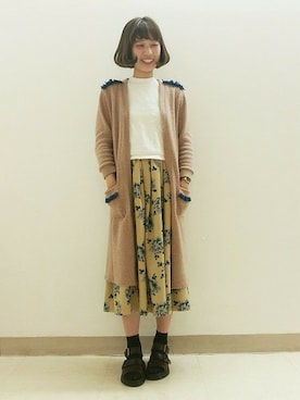「ロングカーディガン」｜fujimuraさん（レディース・168cm）の秋コーディネート