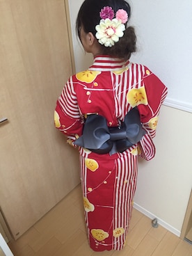 「アイテム（浴衣、ゴールド系）」を使った、aiさん（レディース・147cm）の夏コーディネート